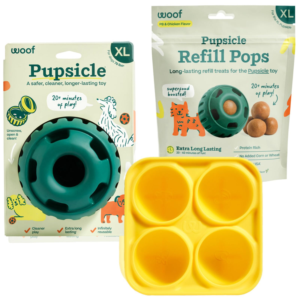 WOOF Starter Pack Dog Treat Toy for Large Dogs 25-75 lbs