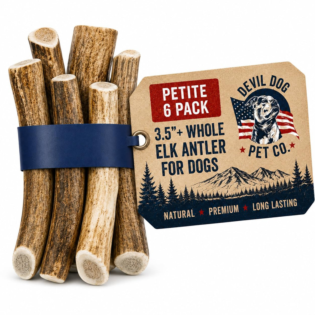 Devil Dog Pet Co Whole Elk Antlers for Dogs, XL, Aggressive Chewers