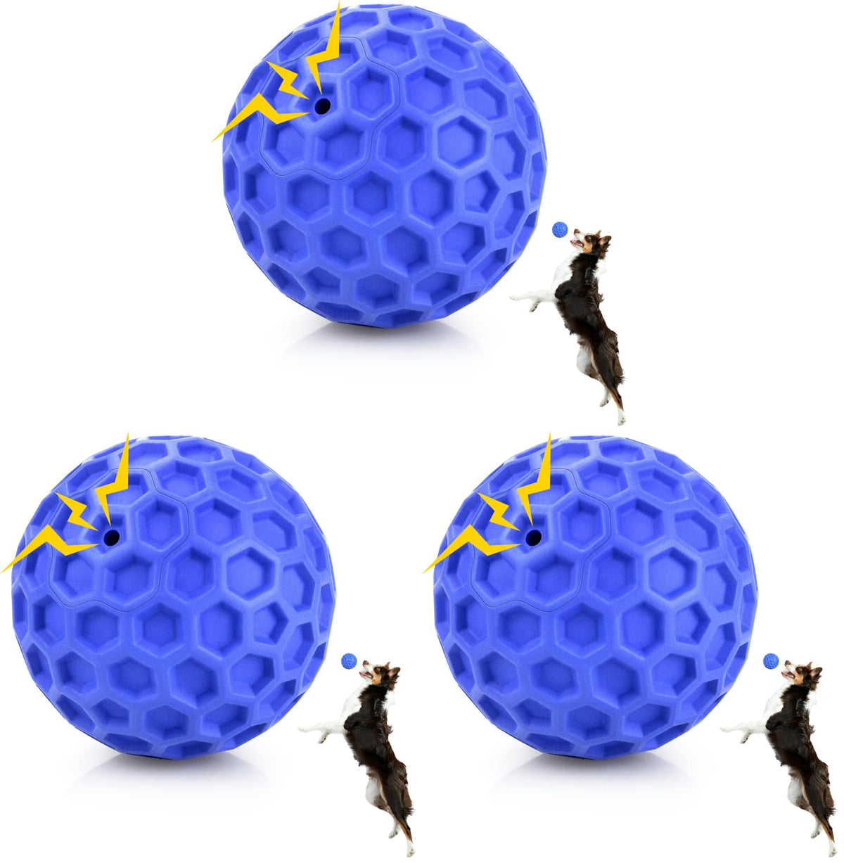 DISSKNIC Indestructible Squeaky Dog Ball, Relieves Anxiety, Cleans Teeth, Interactive Chew Toy for Aggressive Chewers, Dog Toy for Large Breeds, Outdoor Waterproof