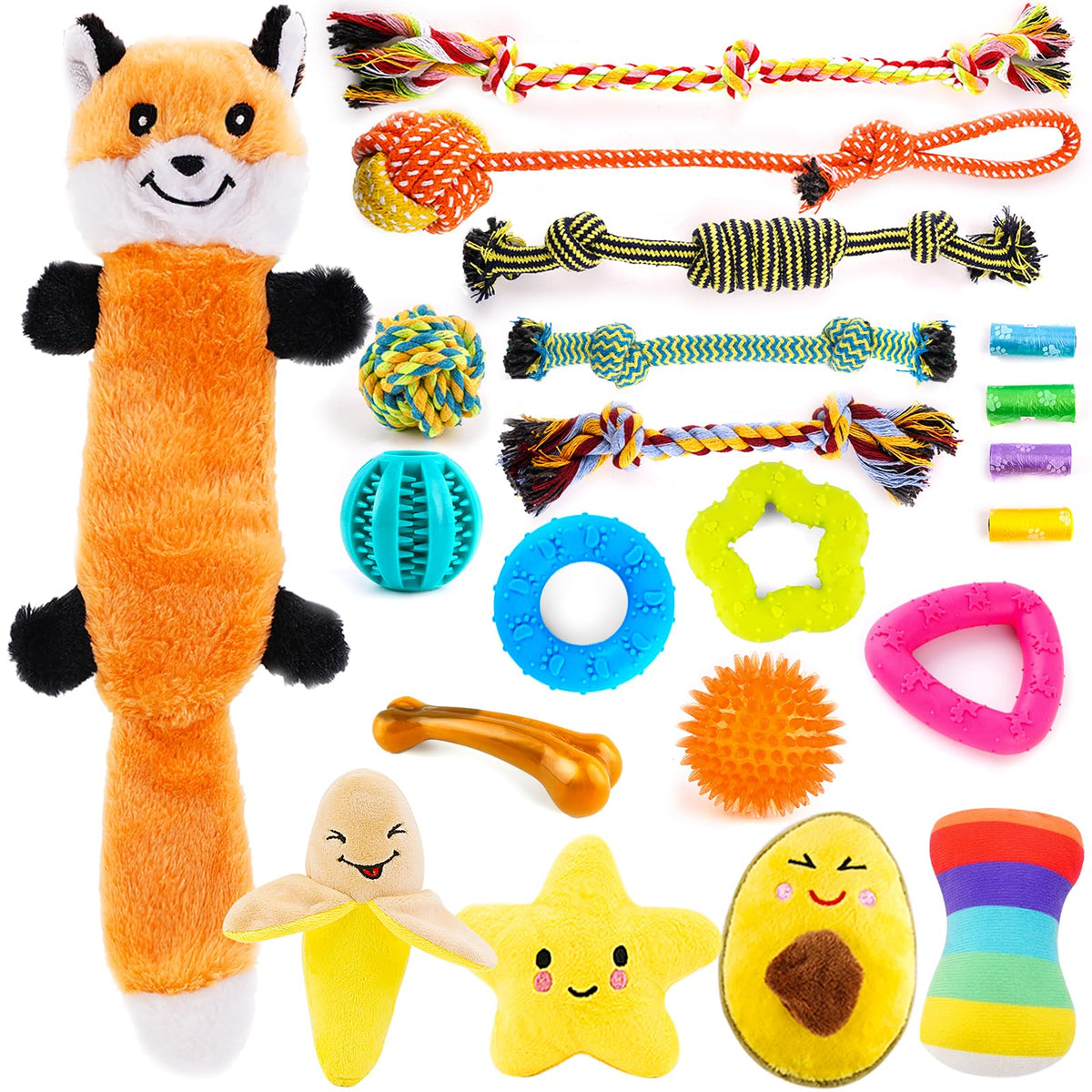 LOYEE 8 Pack Puppy Toys for Small Dogs, Luxury Dog Chew Toys with Squeaky Plush Toys, Rope Toys and Ball, Teething Toys for Puppy Supplies