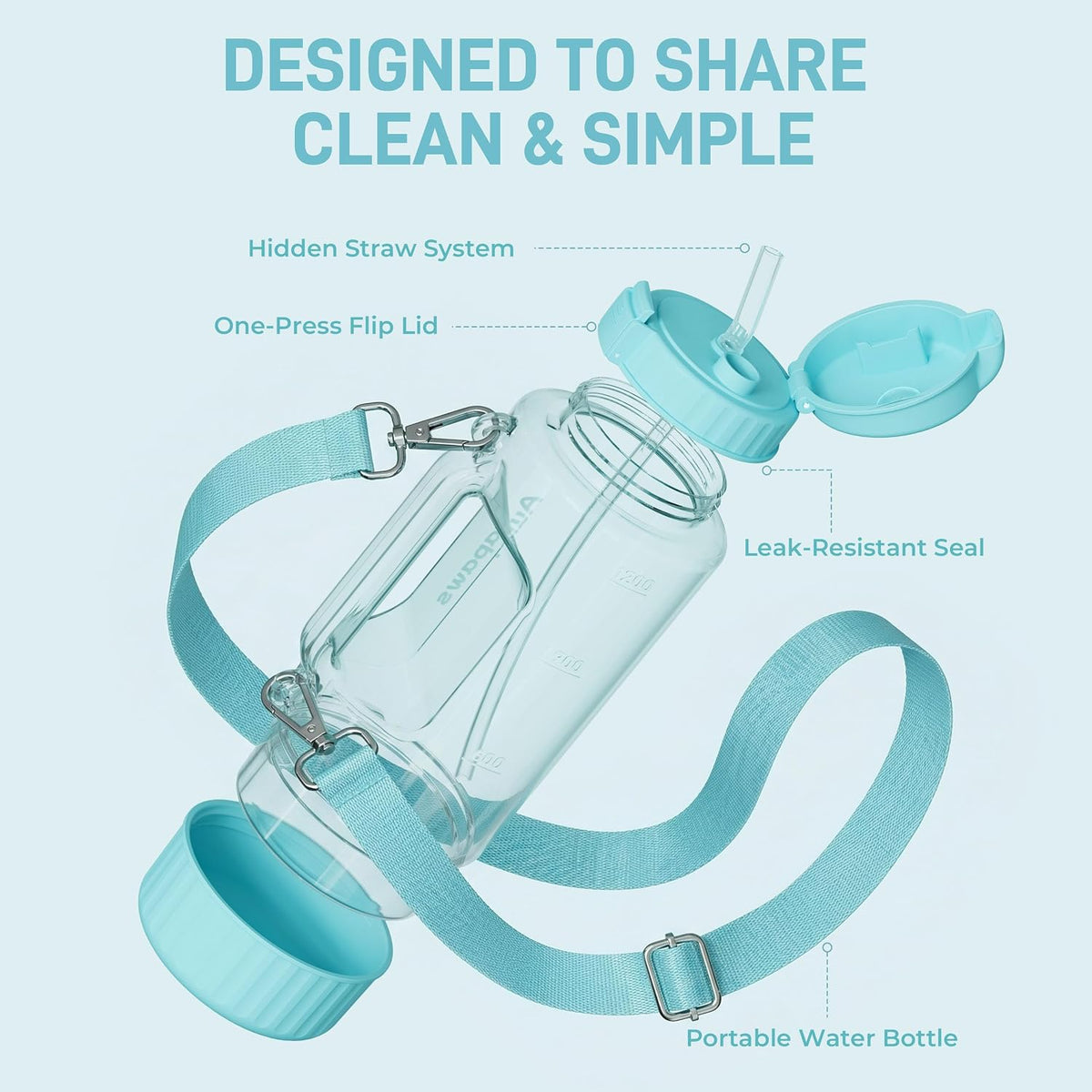 Dog & Mom Water Bottle 40.58oz with Detachable Bowl for Travel