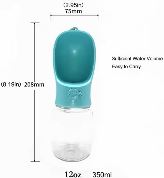 Portable Dog Water Bottle with Food Container & Filter, 12oz Travel Pet Water Dispenser for Hiking, Camping & Beach