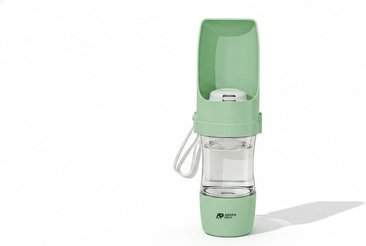 Argo's Pack 2-in-1 Portable Dog Water Bottle with Food Container, 250ml Water + 180ml Food, Foldable Bowl, Leak-Resistant Travel Dispenser for Walking & Hiking (Green)