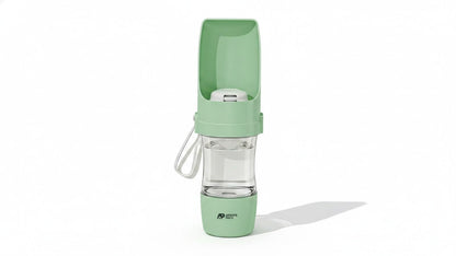 Argo's Pack 2-in-1 Portable Dog Water Bottle with Food Container, 250ml Water + 180ml Food, Foldable Bowl, Leak-Resistant Travel Dispenser for Walking & Hiking (Green)
