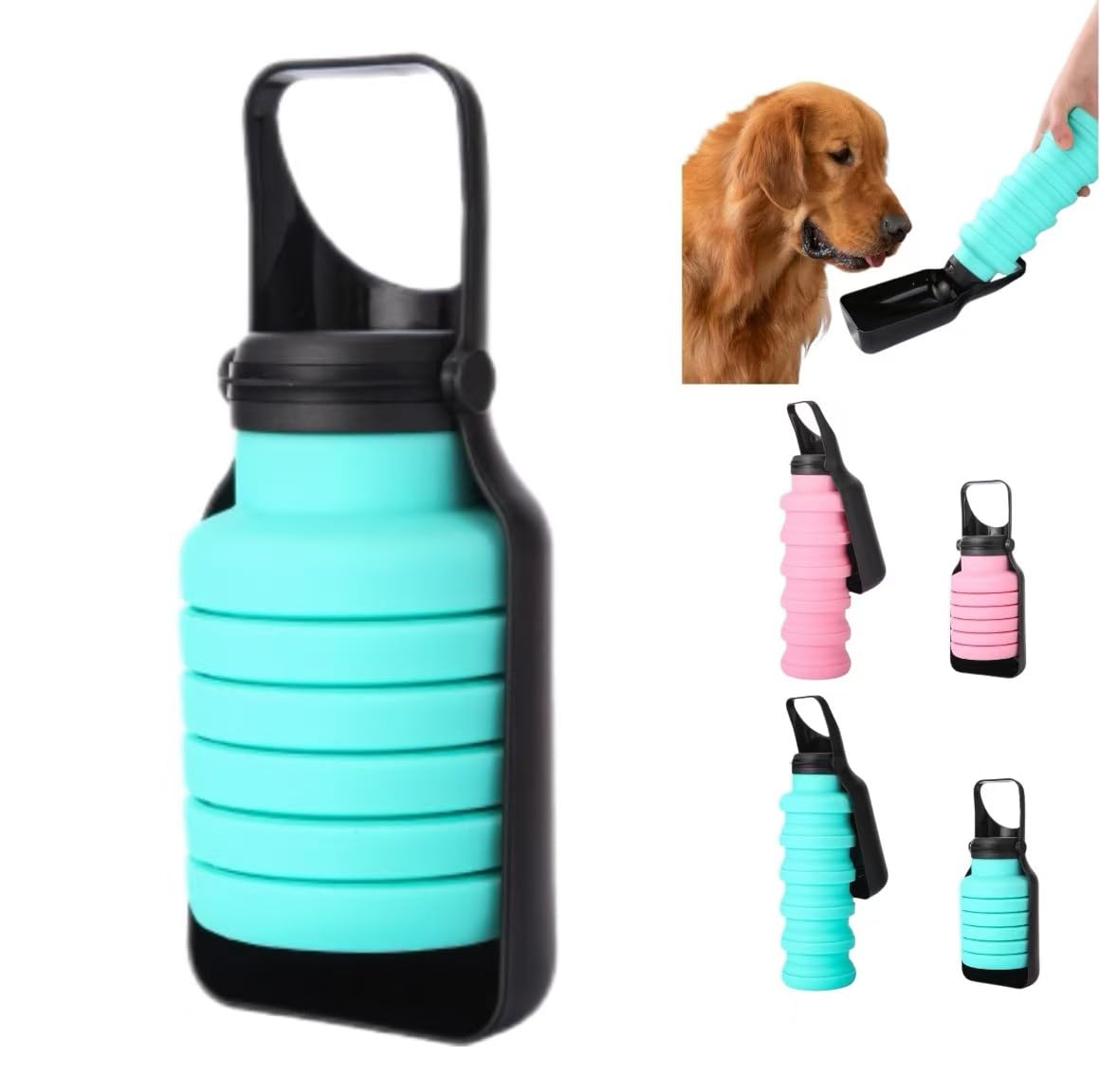 Portable Dog Water Bottle Foldable, 500ml, Blue