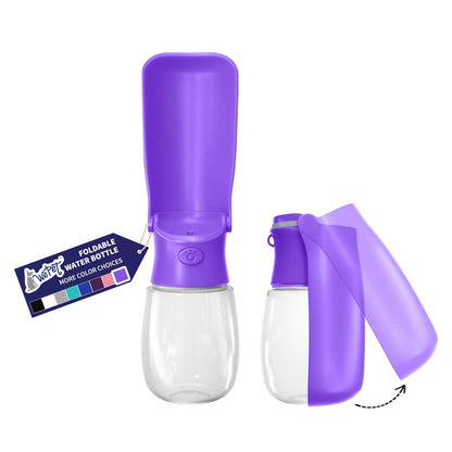 WePet Foldable Portable Dog Water Bottle Puppy Water Dispenser with Drinking Feeder, 12 OZ, High-Temperature Resistant Leak Proof for Pets Outdoor Walking, Hiking, Travel, Food Grade Plastic BPA Free
