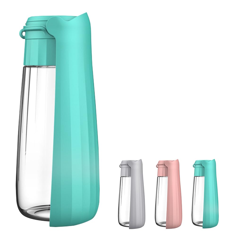 Dog Water Bottle Portable for Walking Pet Travel 19 OZ Leak proof Water Bottle Bowl with Drinking Feeder Cat Puppy Water Dispenser for Hiking Camping Blue