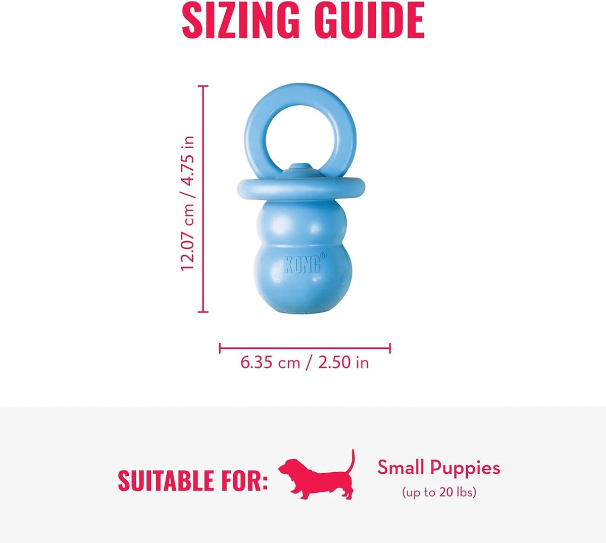 KONG Puppy Binkie, Natural Rubber Teething Toy, for Small Puppies, Blue