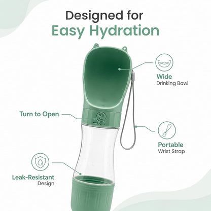 Portable Dog Water Bottle, Leak-Proof Pet Water Dispenser with Food Container, Travel Water Bottle for Dogs, Walking, Hiking & Outdoor Adventures