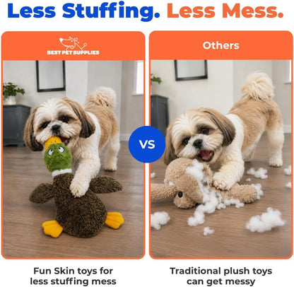 Best Pet Supplies 2-in-1 Fun Skin Stuffless Dog Toy - Wild Duck, Medium