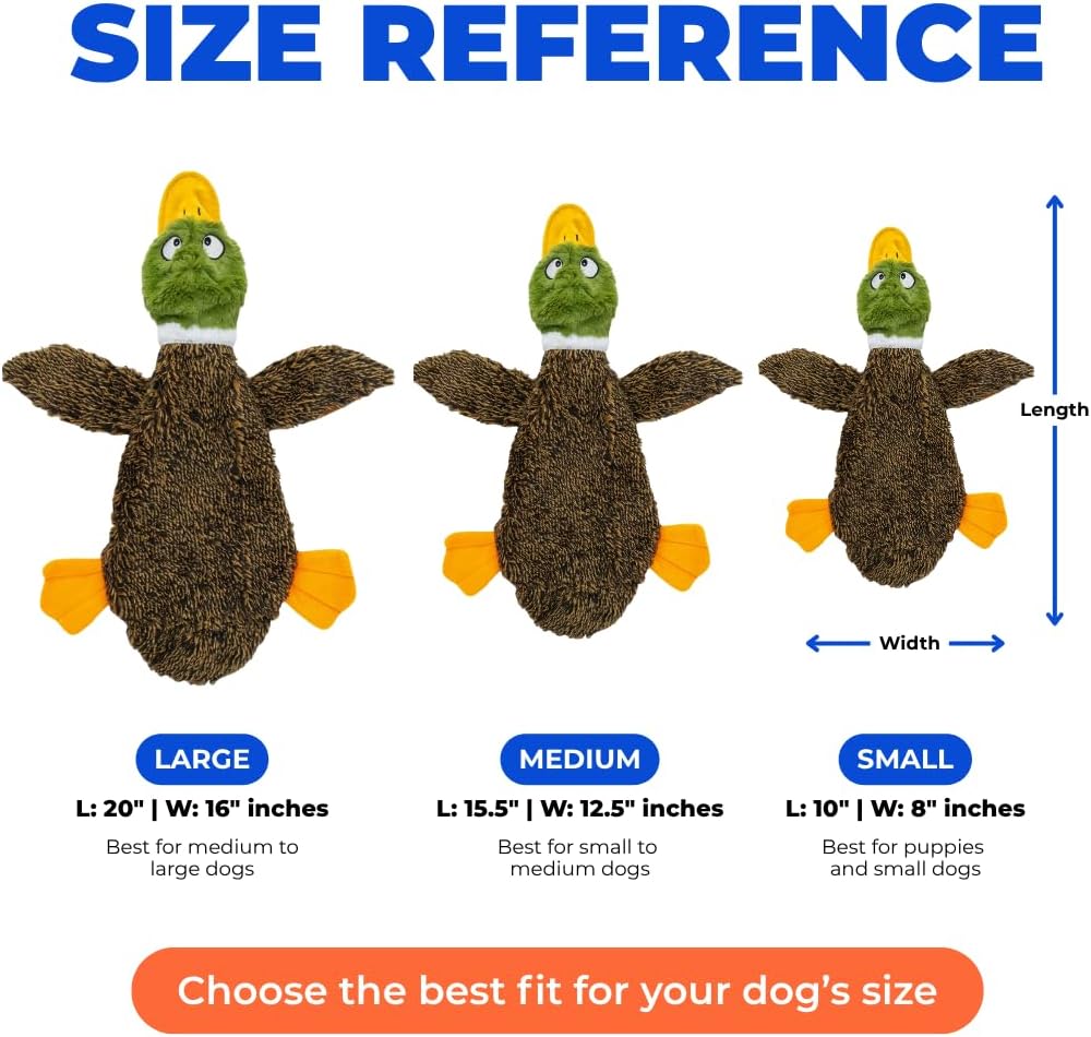 Best Pet Supplies 2-in-1 Fun Skin Stuffless Dog Toy - Wild Duck, Medium