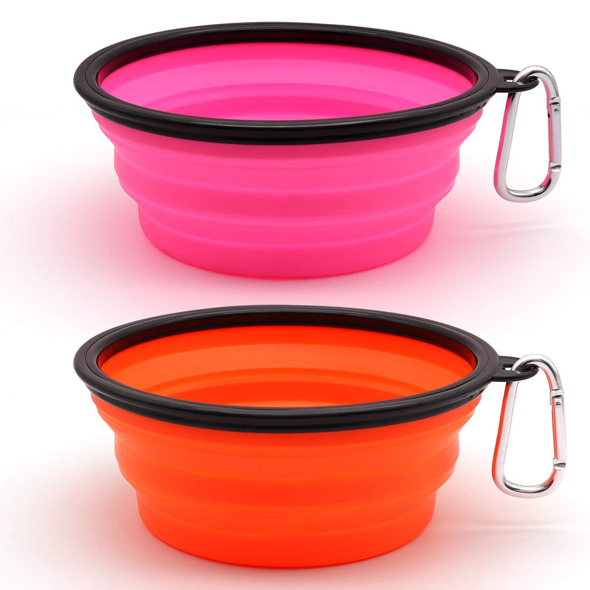 Dog Bowl Pet Collapsible Bowls, 2 Pack for Cats Dogs, Portable Pet Feeding Watering Dish for Walking Parking Traveling with 2 Carabiners (Small, Blue+Green)