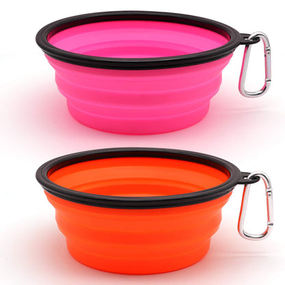 Dog Bowl Pet Collapsible Bowls, 2 Pack for Cats Dogs, Portable Pet Feeding Watering Dish for Walking Parking Traveling with 2 Carabiners (Small, Blue+Green)