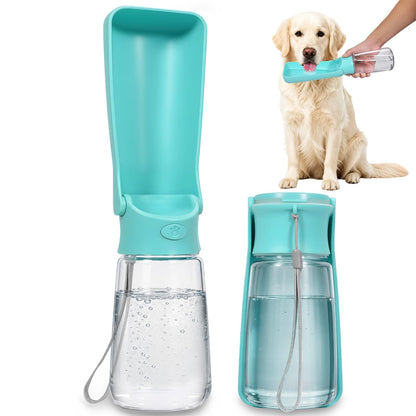 Foldable Dog Water Bottle, 12 oz Portable Pet Dispenser (Green)