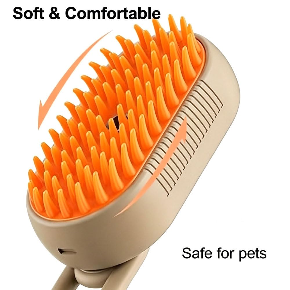 3 in 1 Pet Grooming Comb, Cat Steam Brush,Silicone Hair Shedding Steam Comb