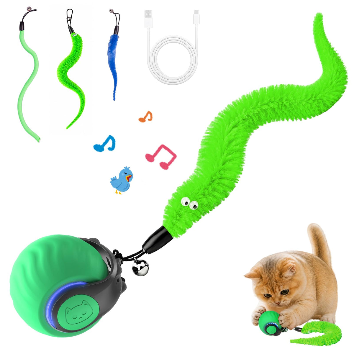 2026 Interactive Cat Toys with Bird Sounds & 3 Modes for Indoor Cats Play