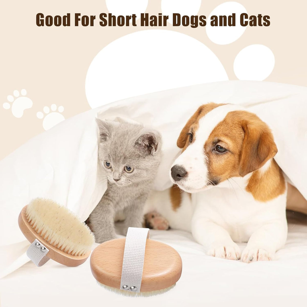 Soft Boar Bristle Pet Palm Brush for Short Haired Dogs and Cats with Band, Reduce Shedding, Ergonomic Dog Brush, Easy to Hold and Reduces Stress On Your Wrist | Ideal for Daily Grooming