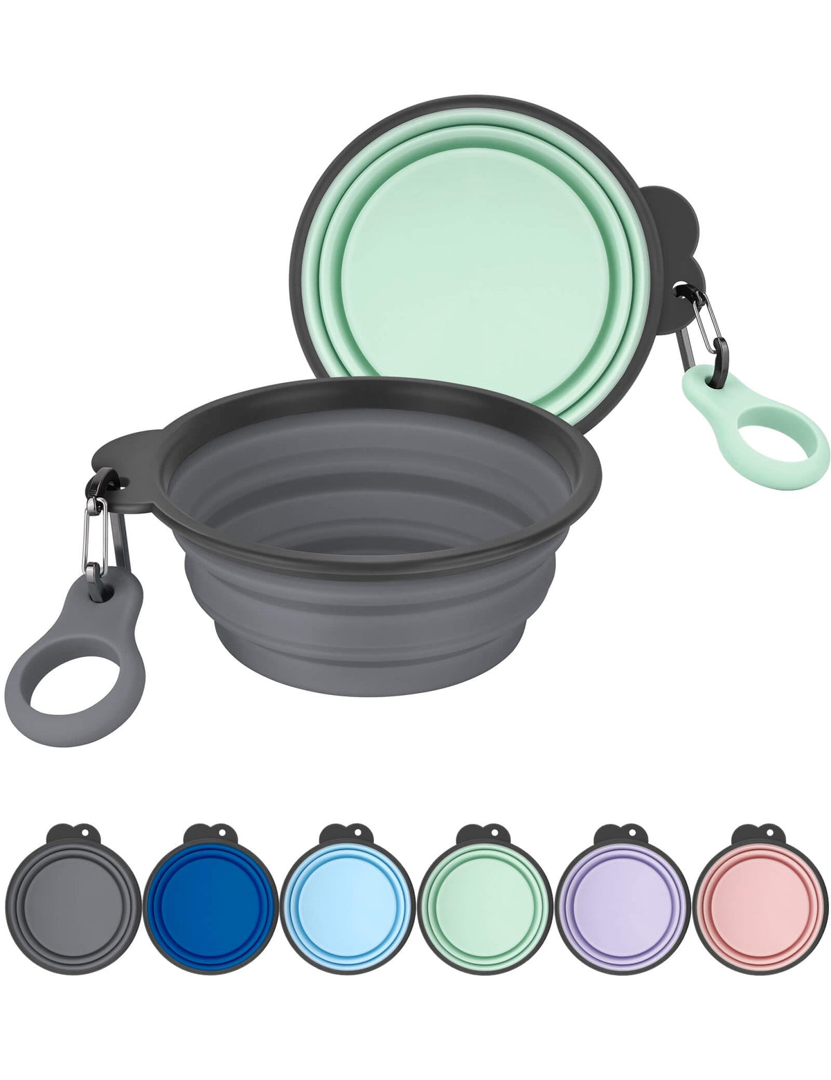AONKEY 2 Pack Collapsible Dog Bowls with Bottle Carrier(Small 15oz)