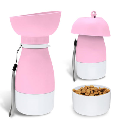 Portable Pet Water Bottle, Travel Water Food Container Pink