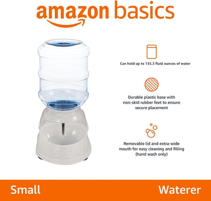 Amazon Basics Gravity Pet Water Dispenser for Cat and Dog, Easy to Clean, 135.3fl.oz Capacity, Small