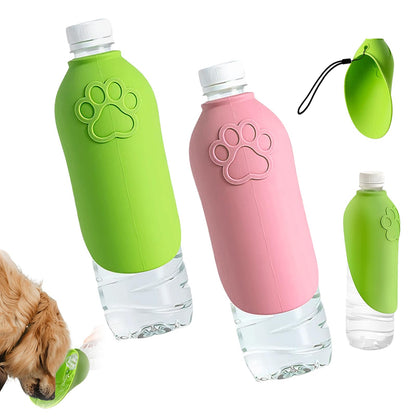 Dog Portable Water Bottle,Foldable Dog Water Bowl for Walks，Green