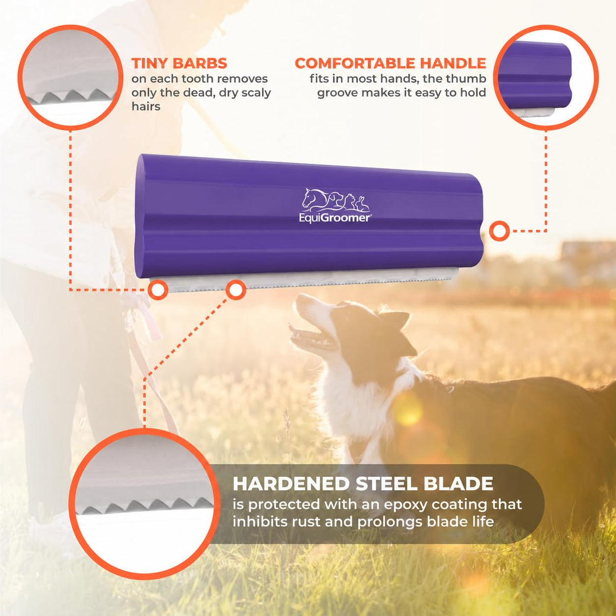 EquiGroomer 5-Inch Undercoat Deshedding Brush for Dogs & Cats, Purple