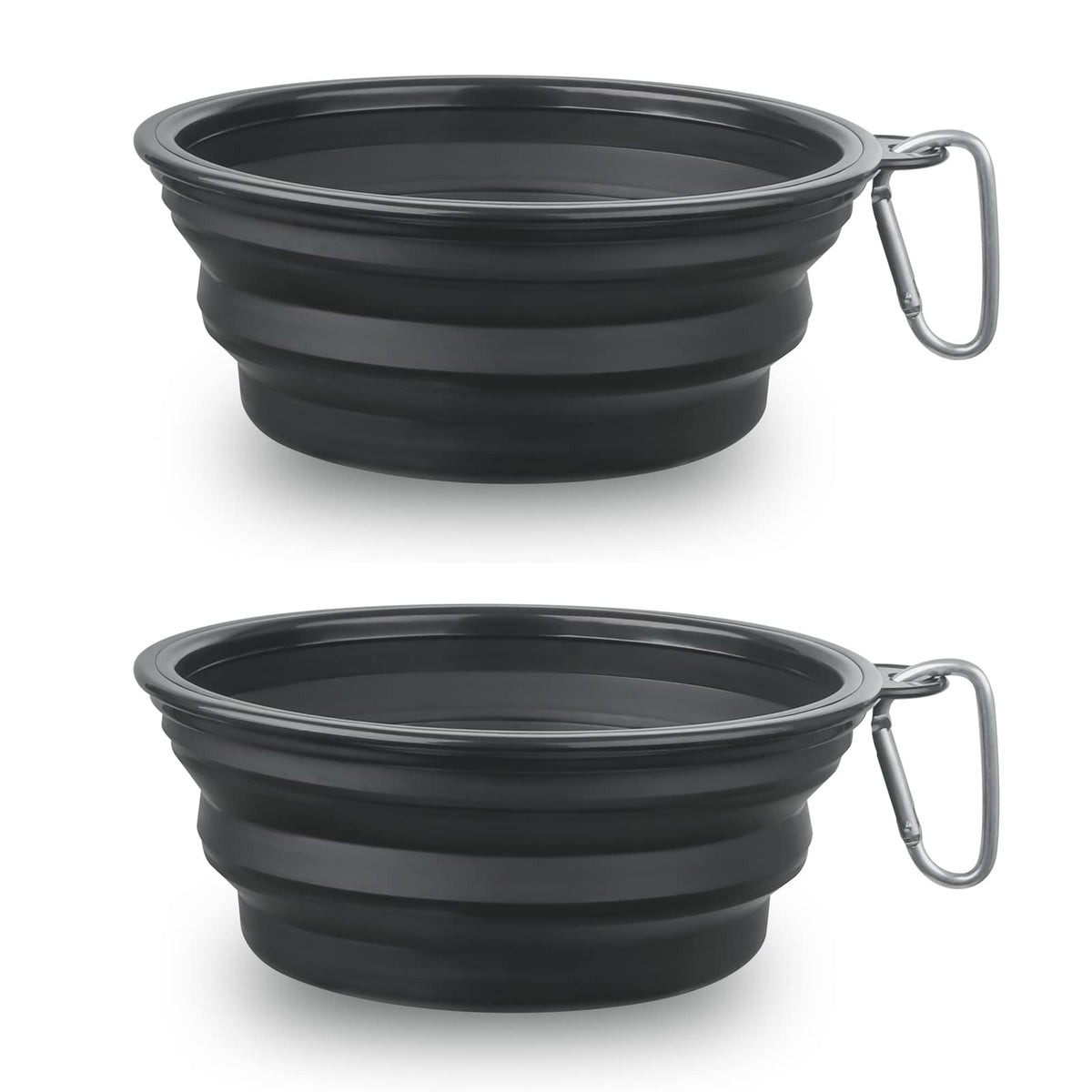 Dog Bowl Pet Collapsible Bowls, 2 Pack for Cats Dogs, Portable Pet Feeding Watering Dish for Walking Parking Traveling with 2 Carabiners (Small, Blue+Green)