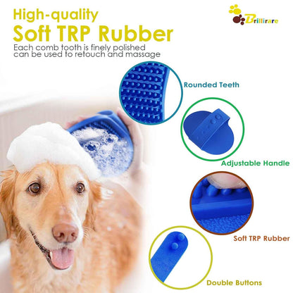 2 Pack Dog Grooming Brush, Premium Soft Silicone Pet Bath Brushes with Adjustable Handle, Shampoo Soothing Comb for Wet Dry Long Short Haired Dogs & Cats Massaging, Deshedding