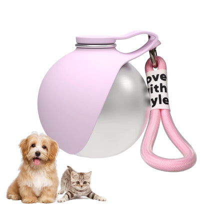 2in1 Portable Dog Water Bottle Portable,10oz Stainless Steel Leak Proof Pet Water Bottle Portable Dog Water Bottle Silicone Bowl,Outdoor Travel Water Bottle for Dogs Walking Hiking Camping, Pink