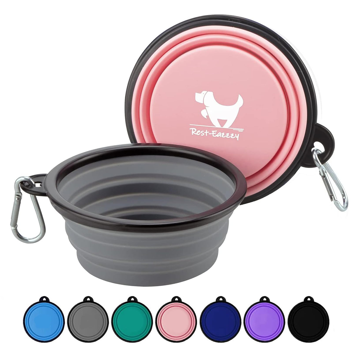 Rest-Eazzzy Collapsible Dog Bowls, 2 Pack Sturdy Portable Dog Water Bowls