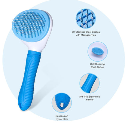 Aogeili Self‑Clean Slicker Brush for Dogs, Cats & Rabbits, 7.87 x 4.13 in