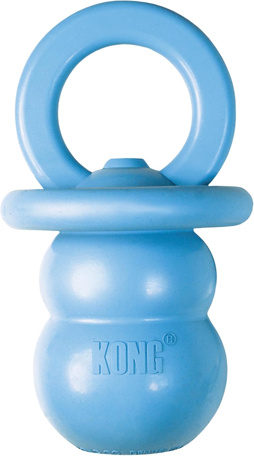 KONG Puppy Binkie, Natural Rubber Teething Toy, for Small Puppies, Blue