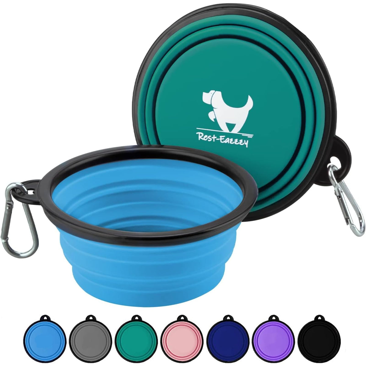 Rest-Eazzzy Collapsible Dog Bowls, 2 Pack Sturdy Portable Dog Water Bowls