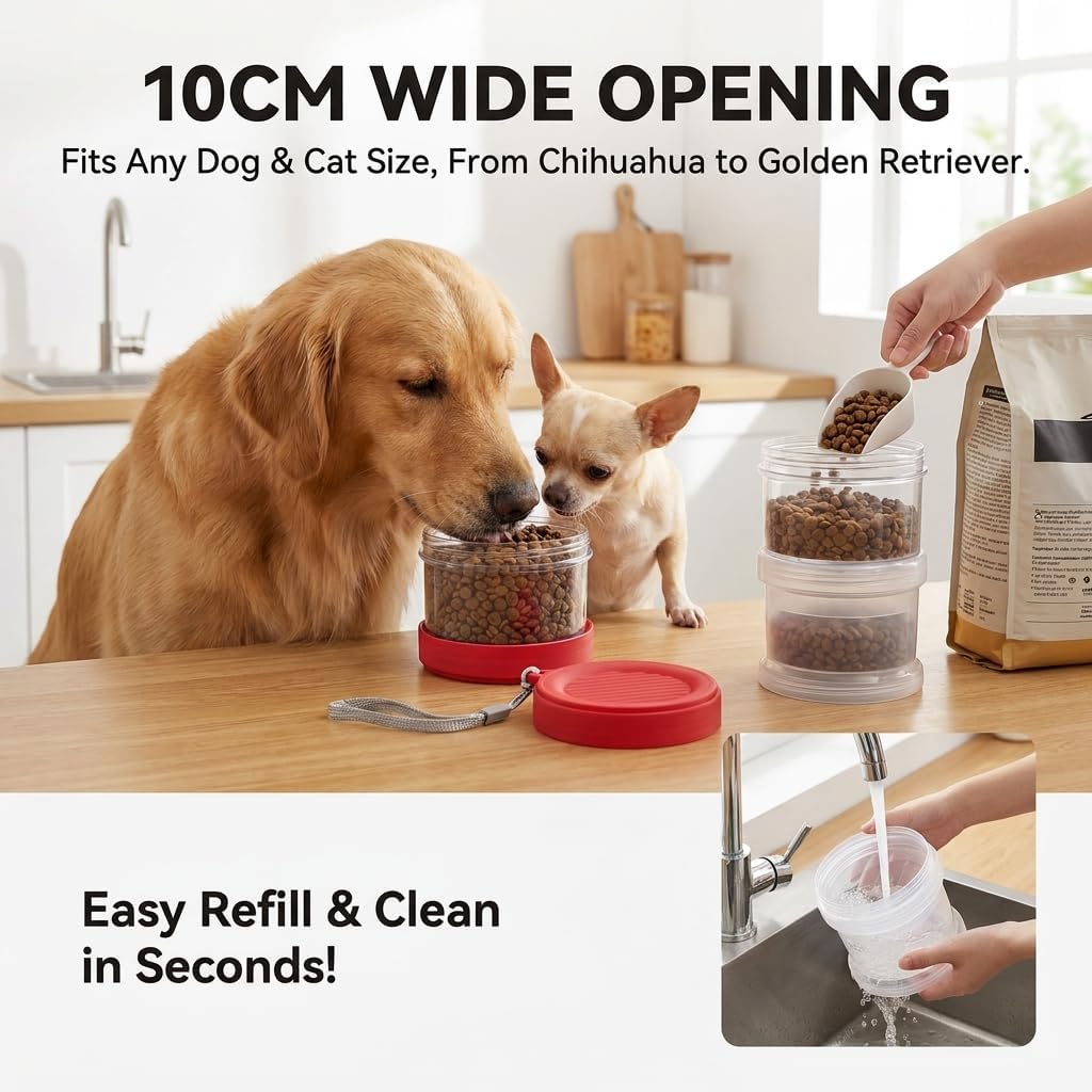 Airtight Dog Food Storage Container 1L Cat Treat Jar Water Bottle