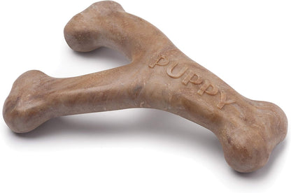 Benebone Puppy 2-Pack Dental Chew/Wishbone Dog Chew Toys, Real Bacon