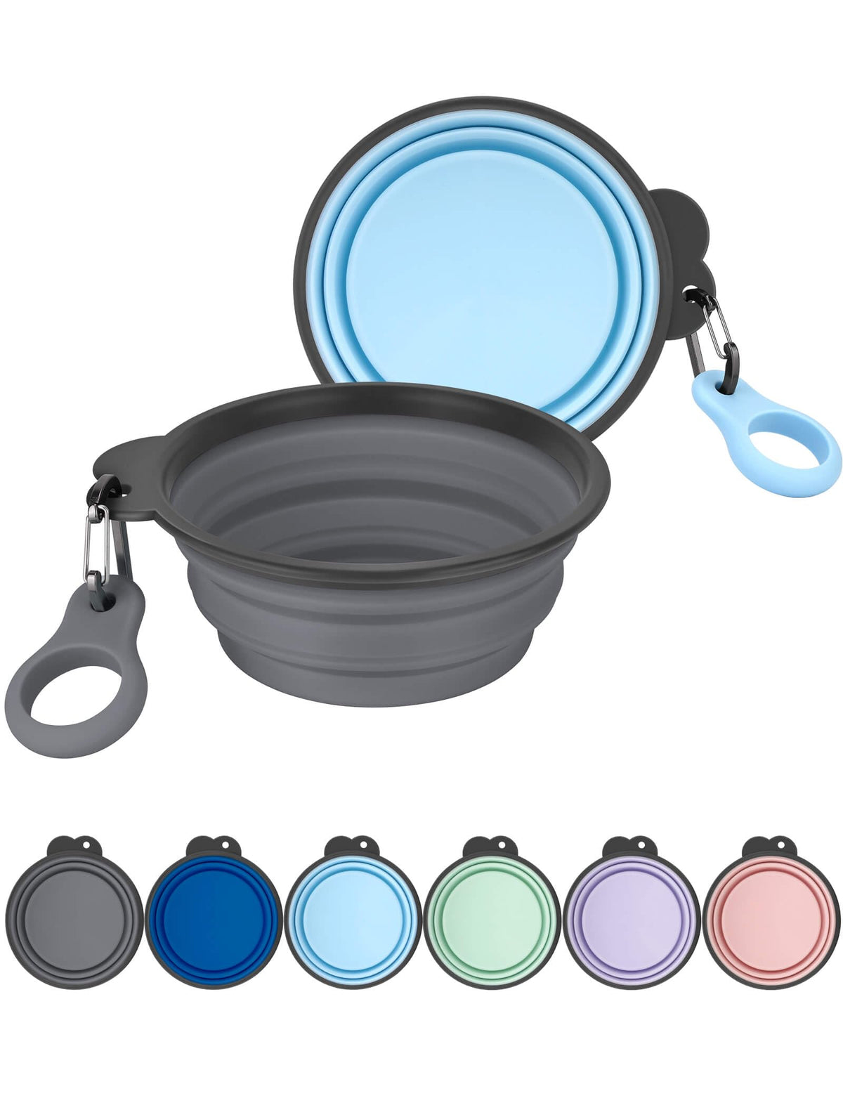 AONKEY 2 Pack Collapsible Dog Bowls with Bottle Carrier(Small 15oz)