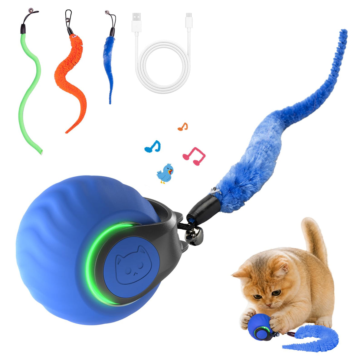 2026 Interactive Cat Toys with Bird Sounds & 3 Modes for Indoor Cats Play