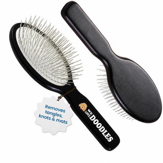 Pin Brush for Dogs, Removes Loose Fur, Lightweight Beech Wood, Silver