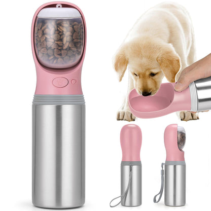 Portable Dog Water Bottle, 24 OZ Stainless Steel Pet Water Dispenser
