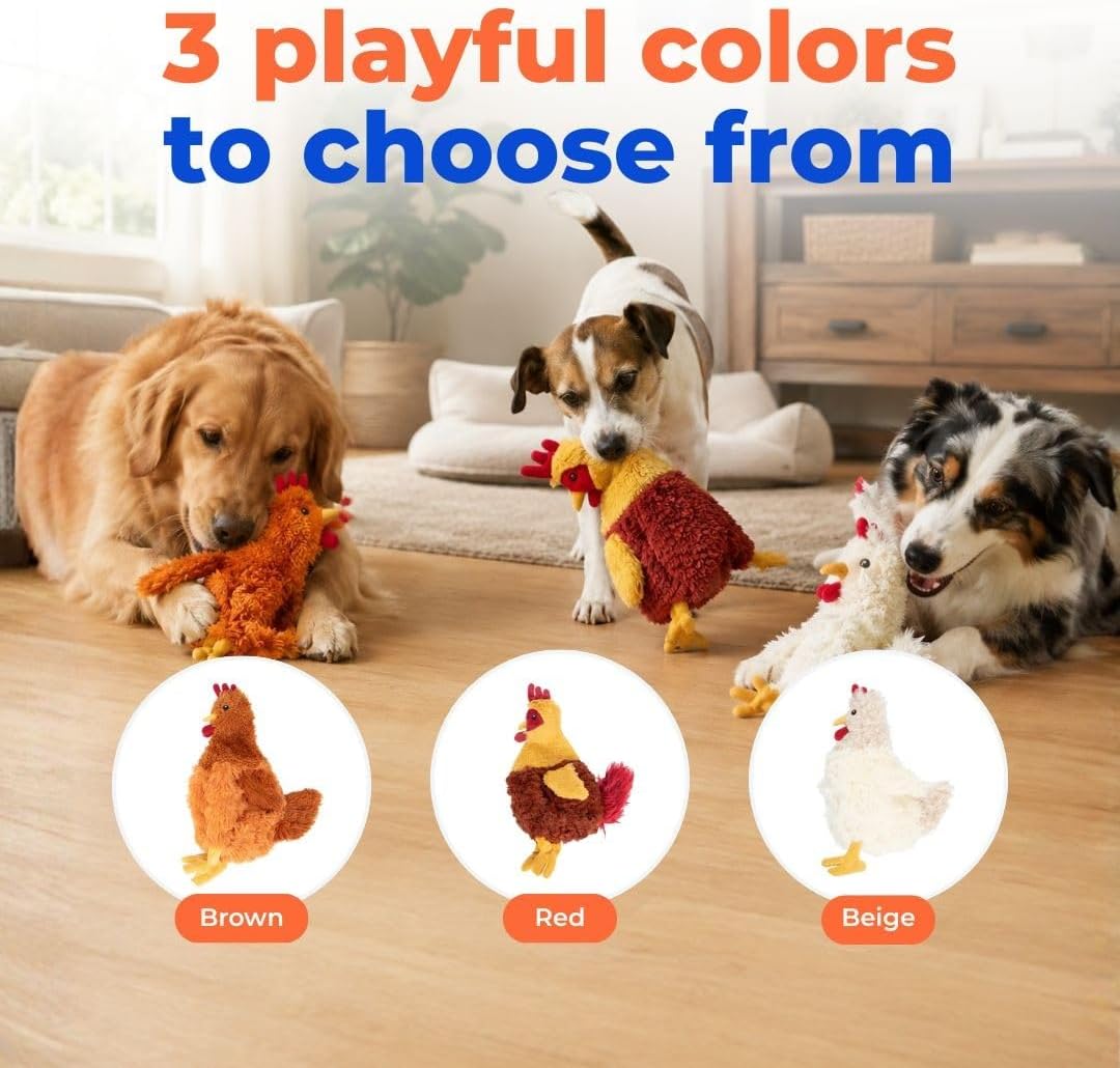 Best Pet Supplies Interactive Squeaky Dog Toy - Crinkle Chicken, Beige