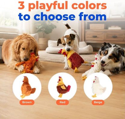 Best Pet Supplies Interactive Squeaky Dog Toy - Crinkle Chicken, Beige