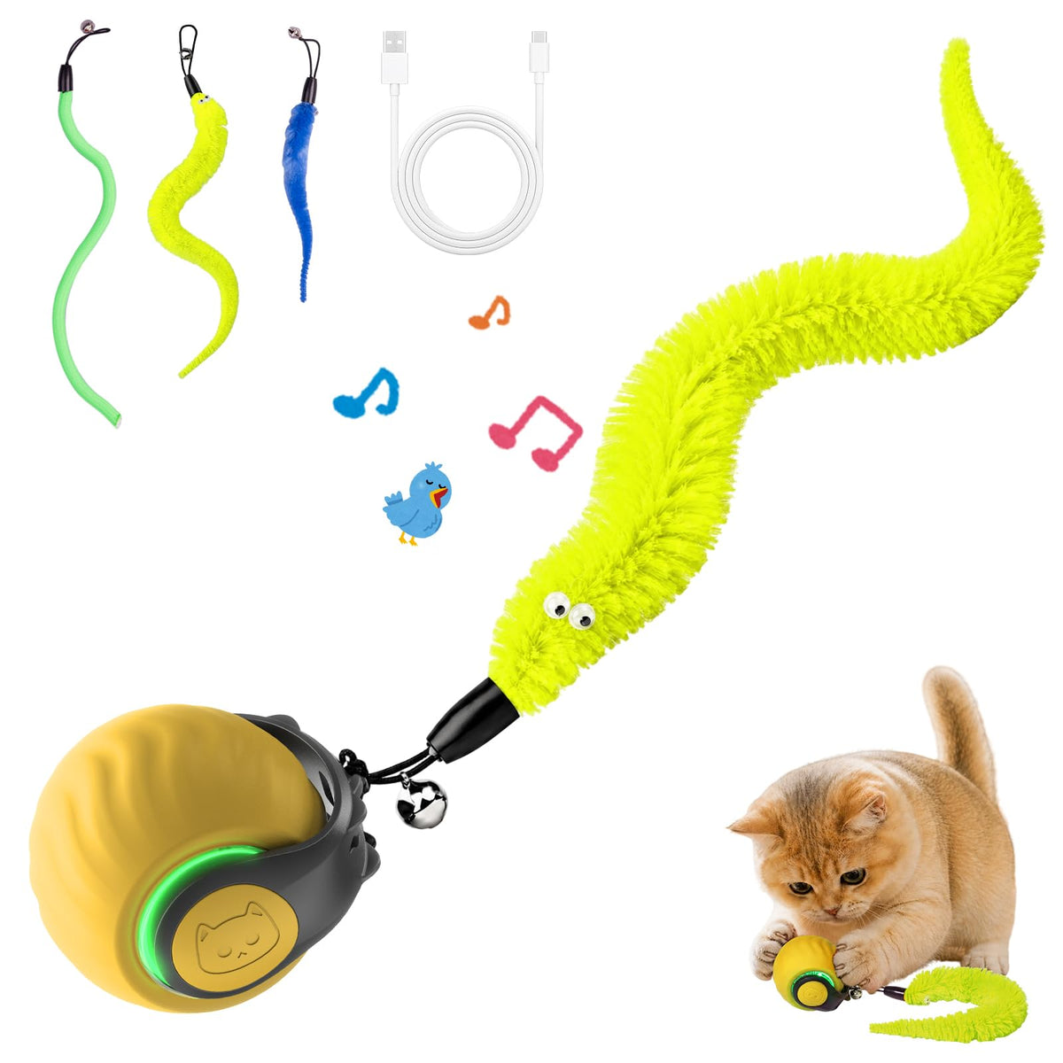 2026 Interactive Cat Toys with Bird Sounds & 3 Modes for Indoor Cats Play