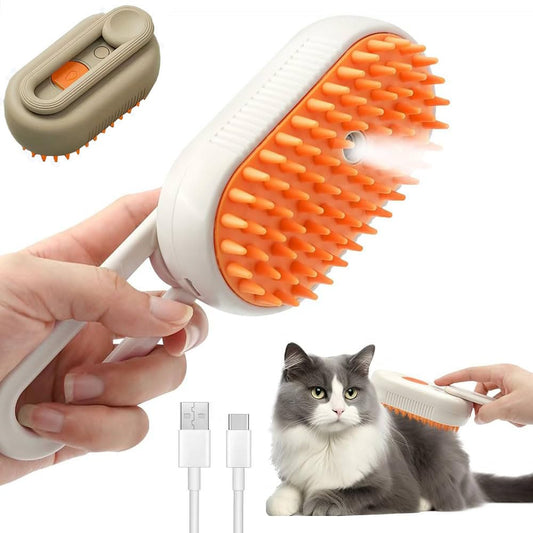 3 in 1 Pet Grooming Comb, Cat Steam Brush,Silicone Hair Shedding Steam Comb
