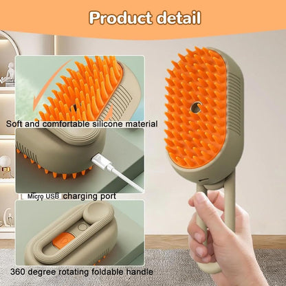 3 in 1 Pet Grooming Comb, Cat Steam Brush,Silicone Hair Shedding Steam Comb