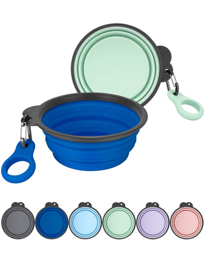 AONKEY 2 Pack Collapsible Dog Bowls with Bottle Carrier(Small 15oz)