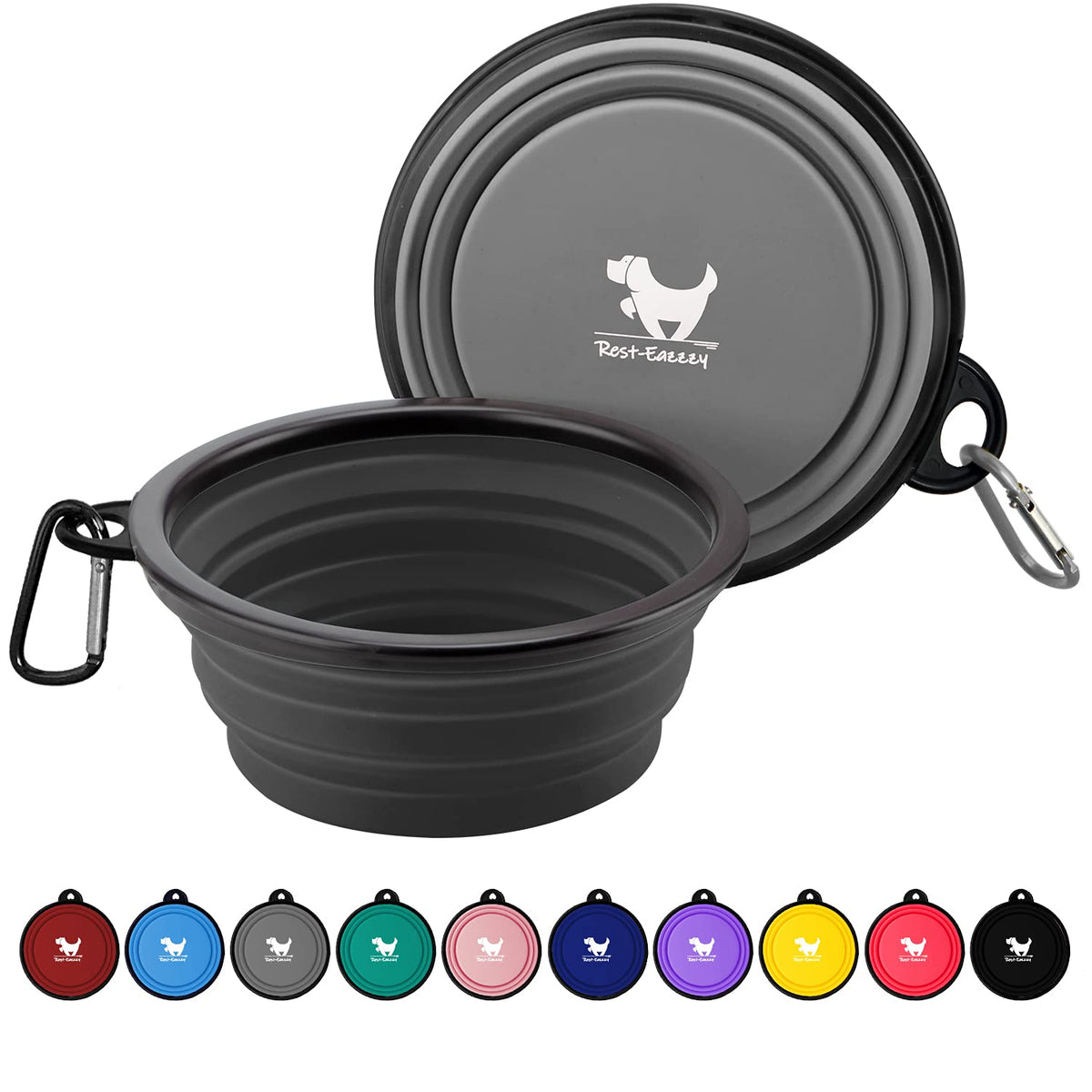 Rest-Eazzzy Collapsible Dog Bowls, 2 Pack Sturdy Portable Dog Water Bowls
