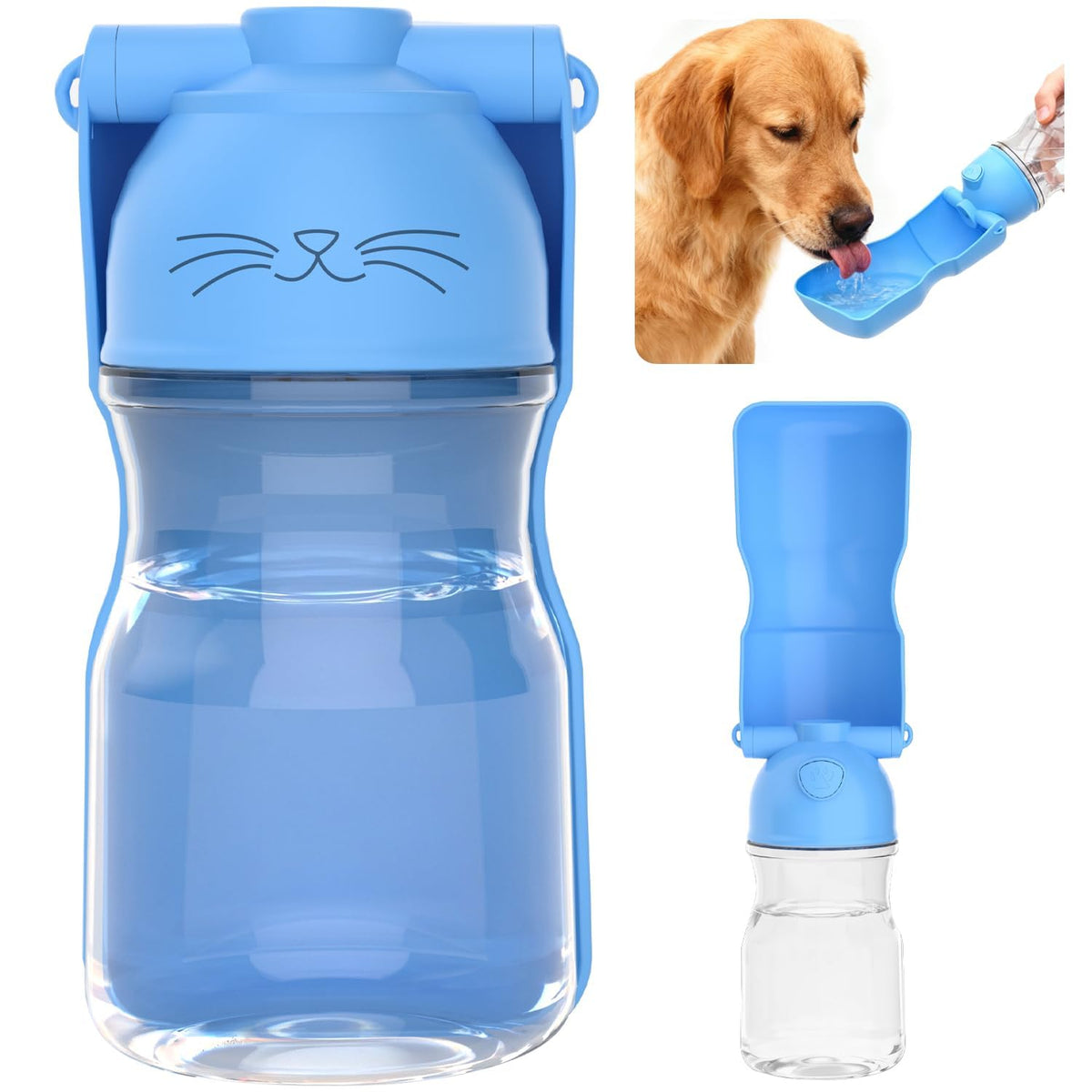 Amerisun Dog Water Bottle16.9 OZ Collapsible Leak-Proof Pet Water Bowl