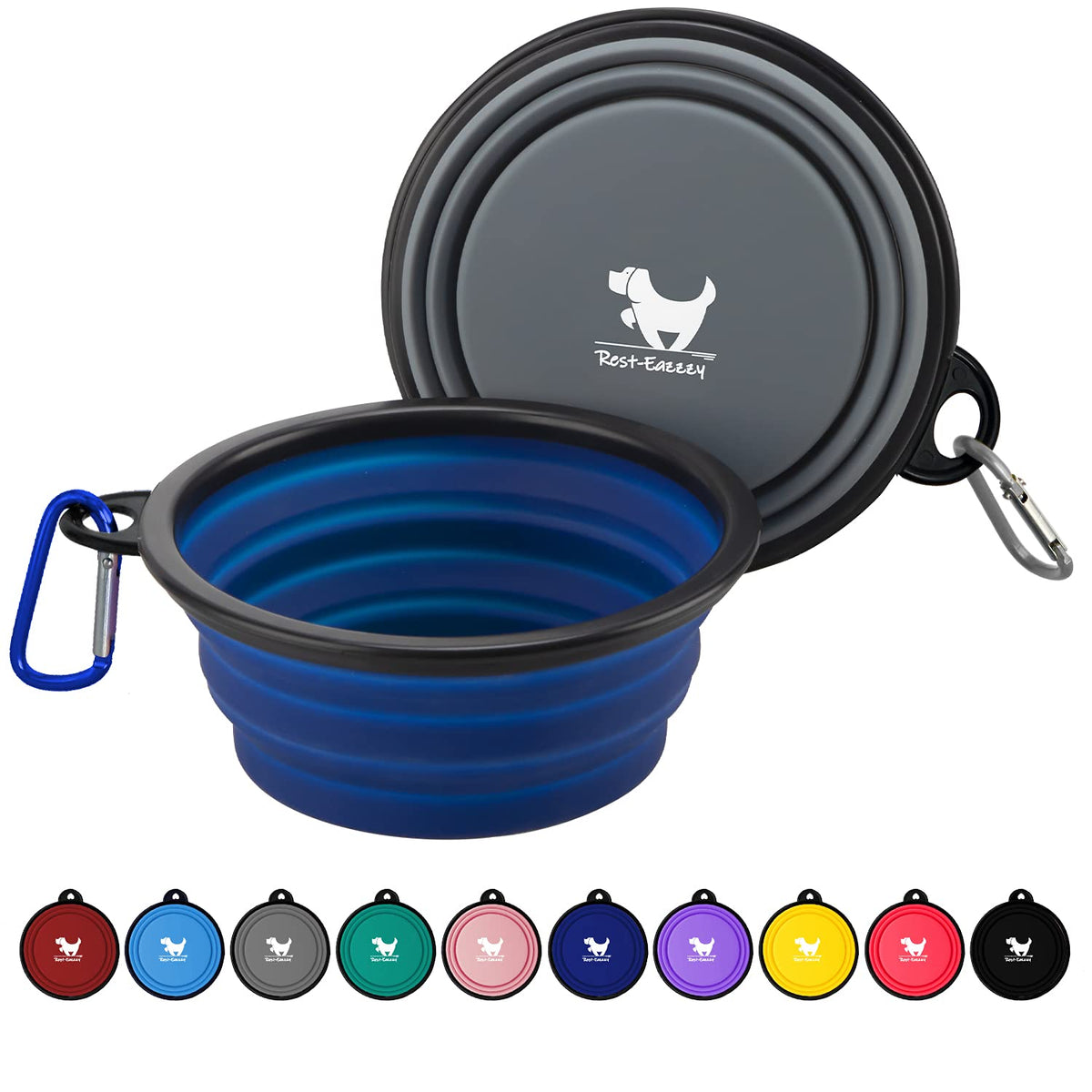 Rest-Eazzzy Collapsible Dog Bowls, 2 Pack Sturdy Portable Dog Water Bowls