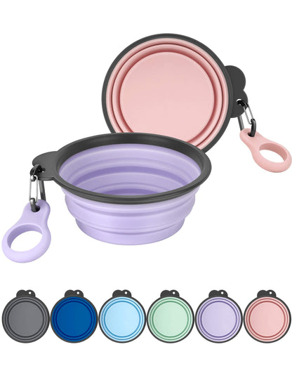 AONKEY 2 Pack Collapsible Dog Bowls with Bottle Carrier(Small 15oz)