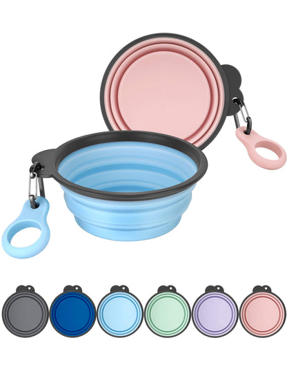AONKEY 2 Pack Collapsible Dog Bowls with Bottle Carrier(Small 15oz)